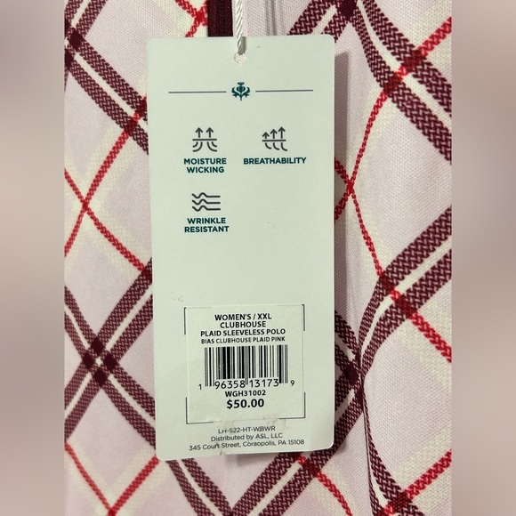 New! Lady Hagen Clubhouse Plaid Sleeveless Polo Shirt Womens Size XXL - Picture 7 of 14